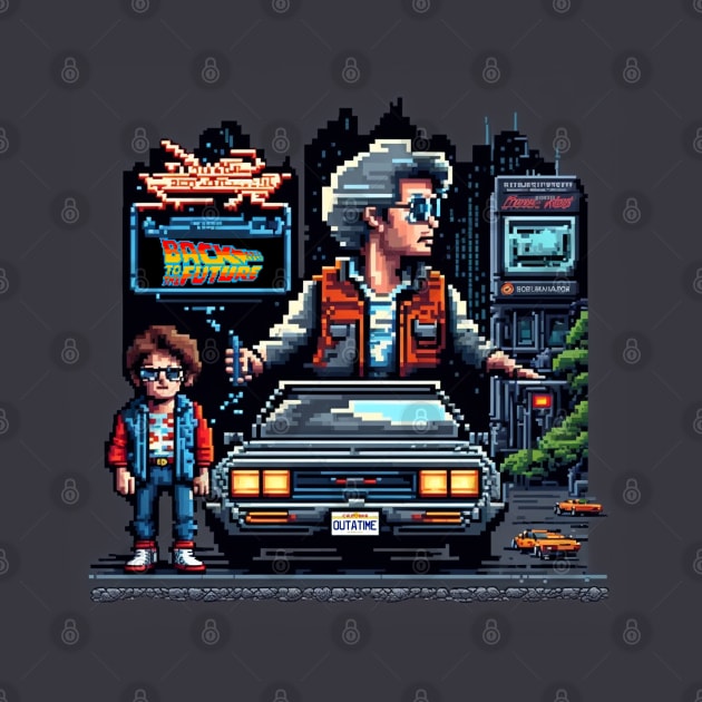Back to the future pixelated art by Buff Geeks Art