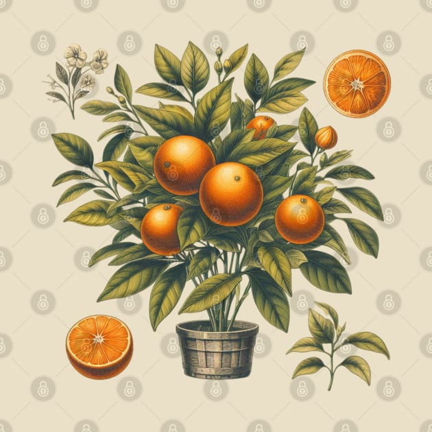 Orange Vintage Botanical by Nancy 