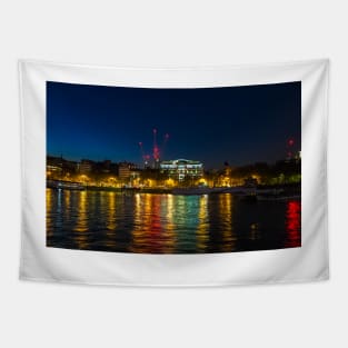 Victoria Embankment, London, at night Tapestry