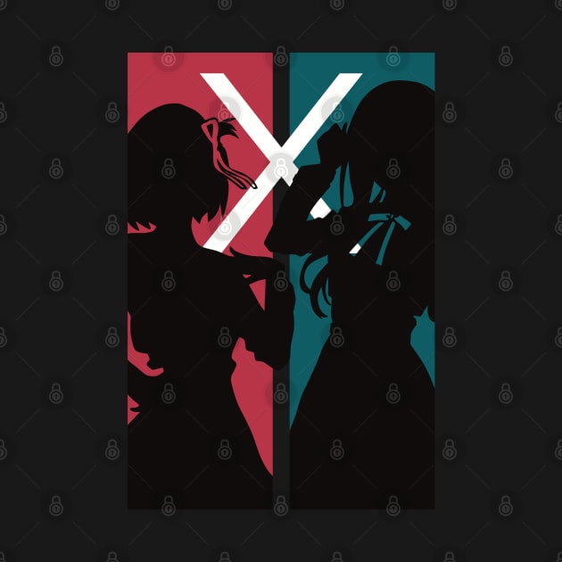 Lycoris recoil Chisato nishikigi x Takina inoue Clean anime characters silhouette design by Animangapoi