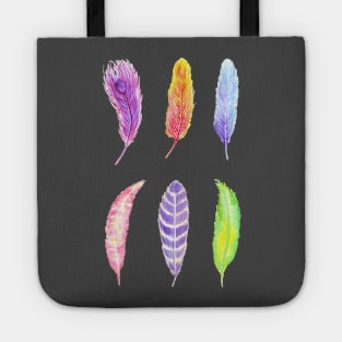 Vibrant watercolor feathers Tote