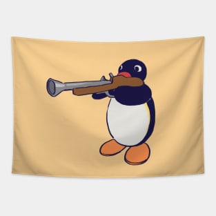 penguin with gun meme / pingu noot Tapestry