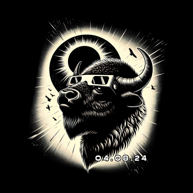 Celestial Bison Eclipse: Stylish Tee for Bison and Nature Lovers by GinkgoForestSpirit