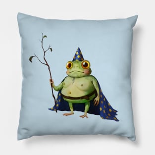 Wizard Frog in a Star Cape and Hat Pillow