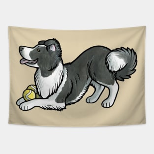 Border collie with tennis balls Tapestry