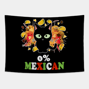 0% Mexican Funny Cat Tacos Chips Hot Sauce Cinco de Mayo Tapestry