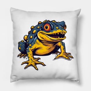 Carnivorous toad, blue and yellow Pillow