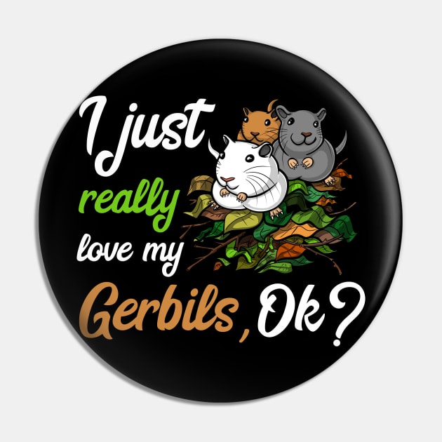 I Just Really Like Gerbils Cute Mouse Pet Pin by underheaven