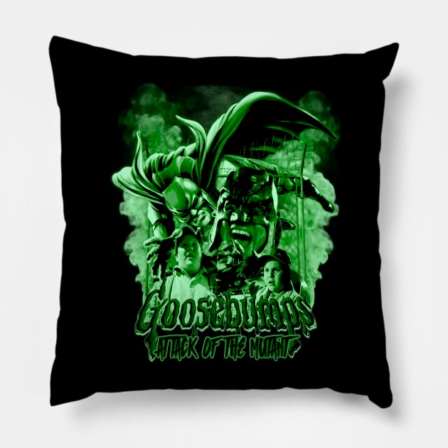 Attack Of The Mutant (Green Variant) Pillow by The Dark Vestiary