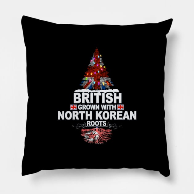 British Grown With North Korean Roots - Gift for North Korean With Roots From North Korea Pillow by Country Flags