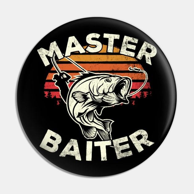 Retro Master Baiter Fisherman Silhouette Funny Fishing Gift Pin