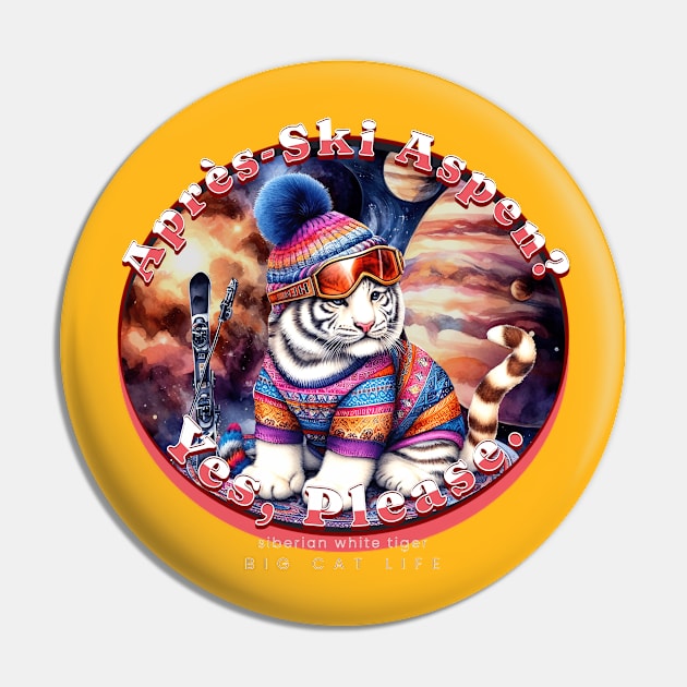 Apres-Ski Aspen Galactic Beanie White Tiger 75T Pin by catsloveart