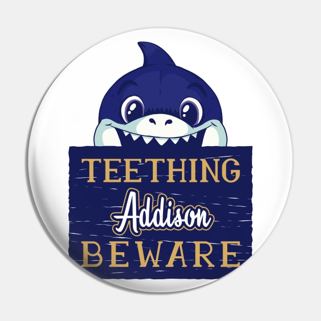 Addison - Funny Kids Shark - Personalized Gift Idea - Bambini Pin by Bambini