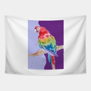 Parrot Watercolor Painting Macaw - Yellow Purple Tapestry