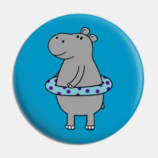 Hippo with an innertube Pin