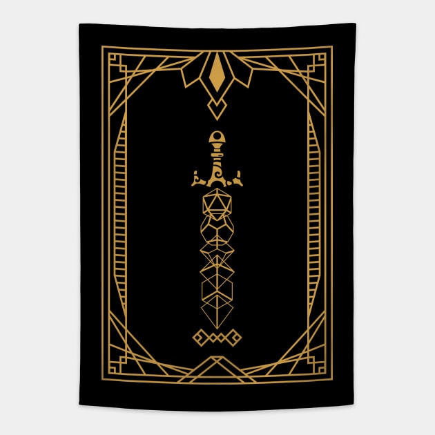 Gold Deco Dice Set Sword Tapestry by dungeonarmory