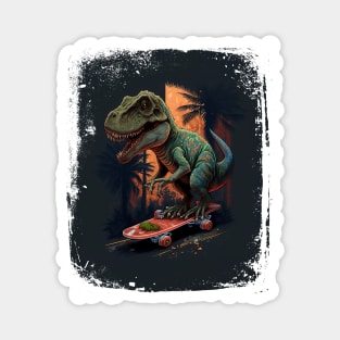 Skateboarding T-rex Dinosaur Magnet