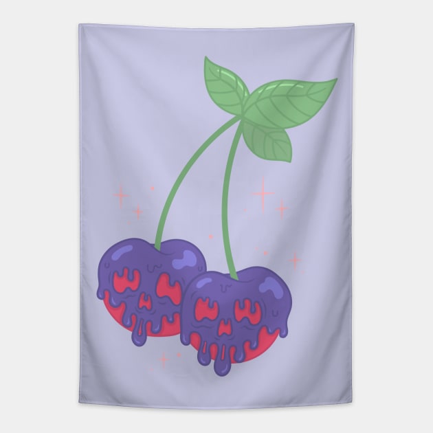 Skull cherries Tapestry by bratcave.studio