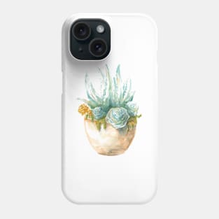 Succulent plants. watercolor. ragged edge Phone Case