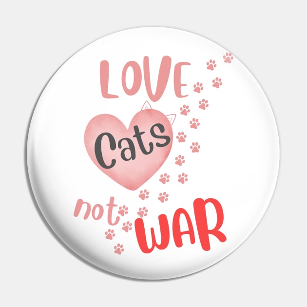 Love Cats not War Animal Pin by Czajnikolandia