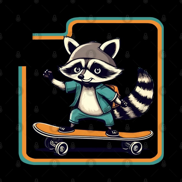 Raccoon skateboarding by Ilustradamus