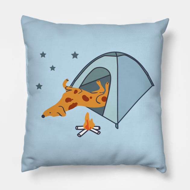 Camping Dog Pillow by Wlaurence