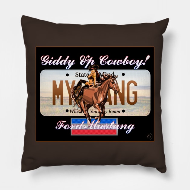 Mustang Pin Up Design- Anywhere Version Pillow by Sean Damien