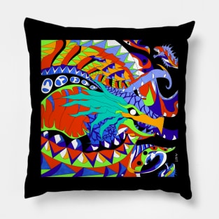 monster kaiju kraken in madness zentangle in the deep ocean art Pillow