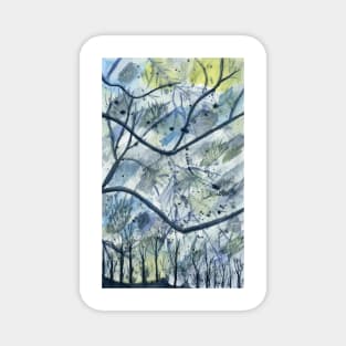 Abstract Trees Watercolor Painting Magnet