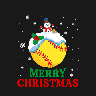 Merry Christmas Softball Xmas Gift T-Shirt