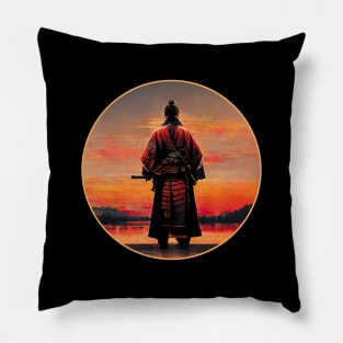 Lonely Samurai Warrior | Red Sky Ronin Pillow