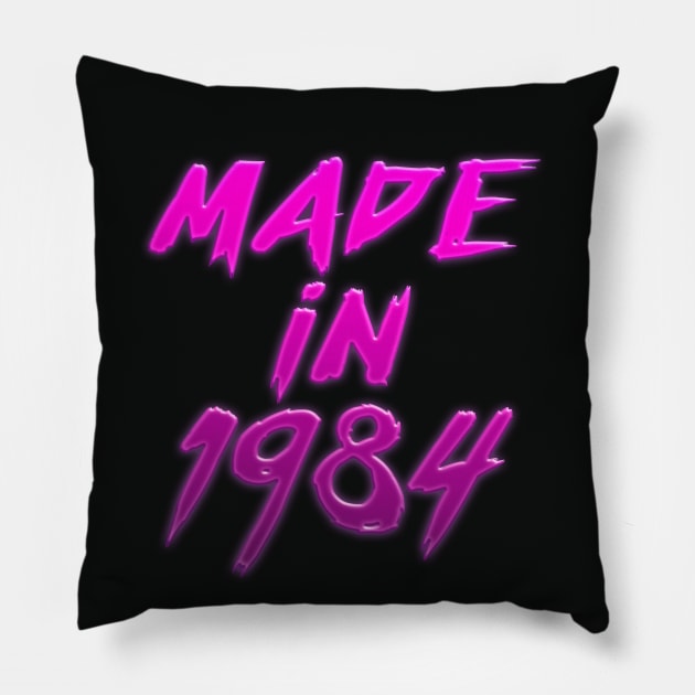 Made In 1984 //// Retro Birthday Design Pillow by DankFutura