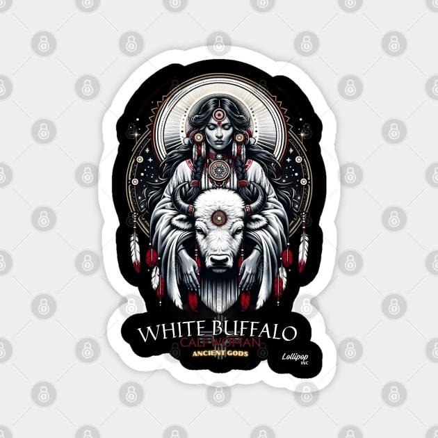 Old Gods Sacred Guardian: Native American Indian White Buffalo Calf Woman Magnet by LollipopINC
