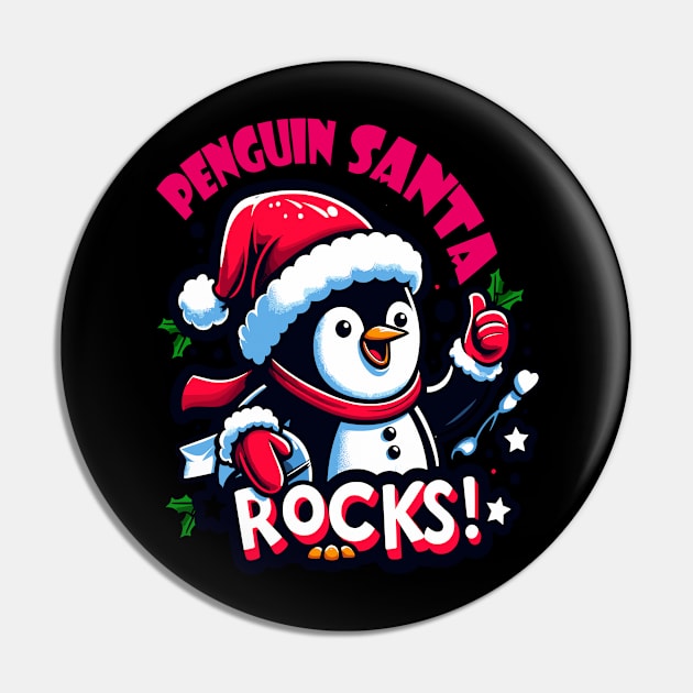 Penguin Santa Rocks Pin by fionasdesign@gmail.com