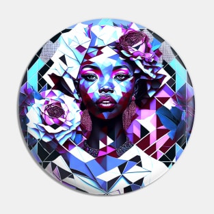 [AI Art] Beautiful (though nonexistent) Rose lady - Geometric Art Style Pin