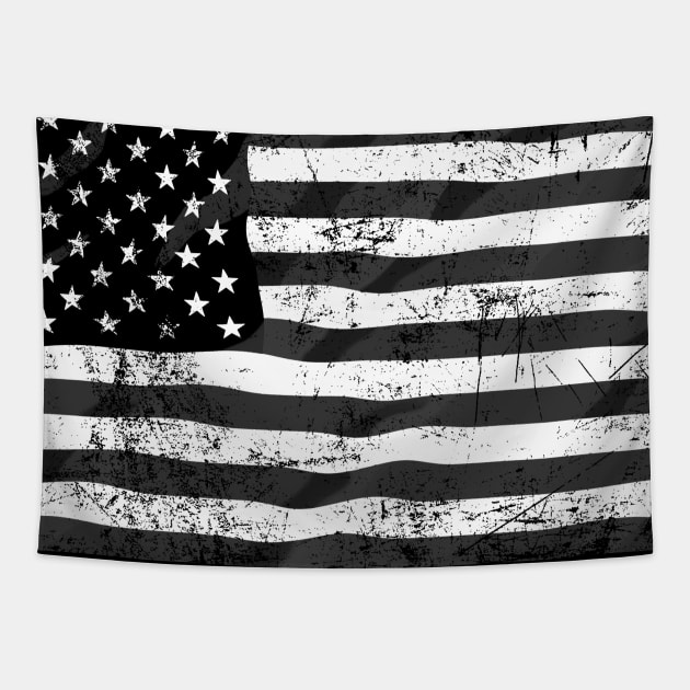 Black and white American flag Tapestry by rlnielsen4