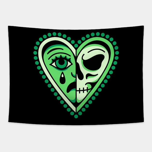 Bert grimm heart and skull Tapestry by Bojes Art