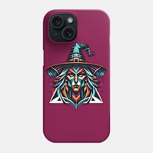 Geometric Witch Portrait: Vibrant Polygon Art Phone Case