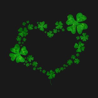 St. Patrick's Day Heart Shaped Clover Design T-Shirt