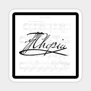 Frédéric Chopin's signature, with his Nocturne in C # minor. Magnet