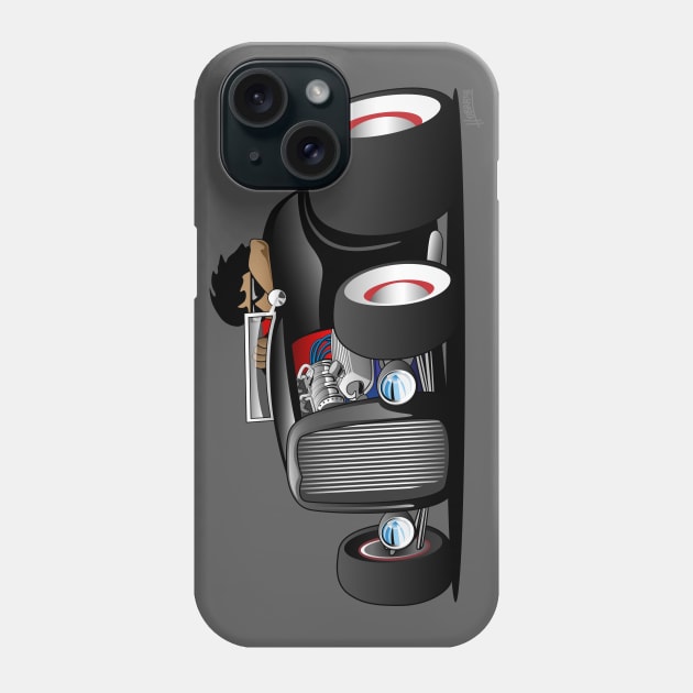 Classic Street Rod Highboy Roadster Cartoon Phone Case by hobrath