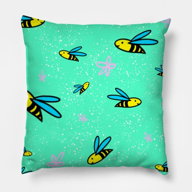 bumble bee pattern Pillow by theerraticmind