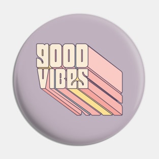 Good Vibes Retro Rainbow Block Pin