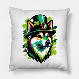 Swedish Vallhund's Lively St Patrick's Day Celebration Pillow