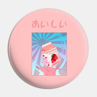 Kawaii Strawberry Milk Rising Sun Decora Pin