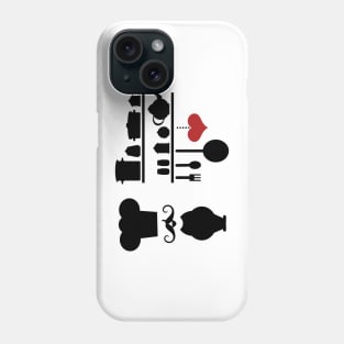 Chef silhouette with kitchen elements Phone Case