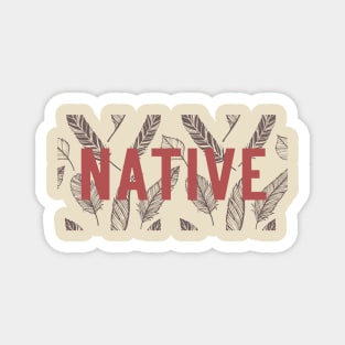 NATIVE Feather Design Red and Maroon Print Magnet