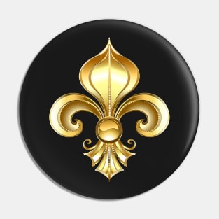 Gold Fleur De Lis on Blue Background Pin