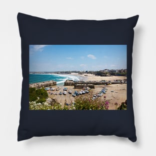 Newquay Harbour And Towan Beach Pillow