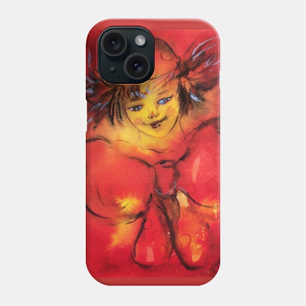 RED CLOWN WITH RIBBON Phone Case by BulganLumini